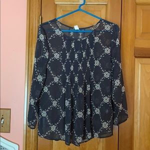 Navy blue Sheer blouse